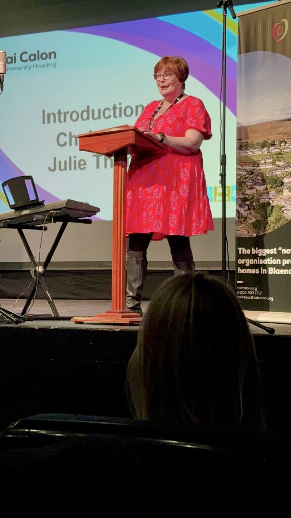 Image of our new Chair, Julie Thomas, speaking at the AGM.